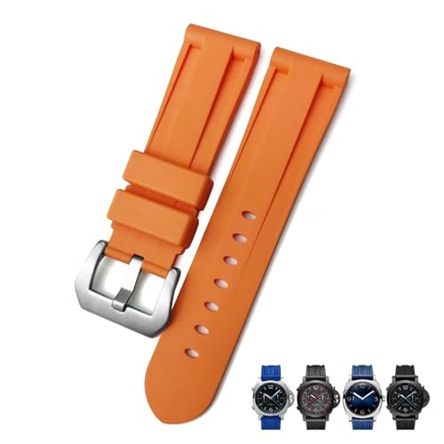 Bracelet montre caoutchouc 26 mm étanche sport camouflage orange pour Panerai Submersible