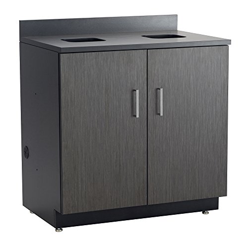 Safco Products 1704AN Modular Hospitality Breakroom Base Cabinet, Waste Management, 2 Door Compartment, Asian Night Base, Black Top