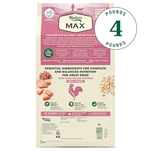 Image of Nutro Max Adult Mini Chunk Dry Dog Food with Farm-Raised Chicken, 4 lb. Bag