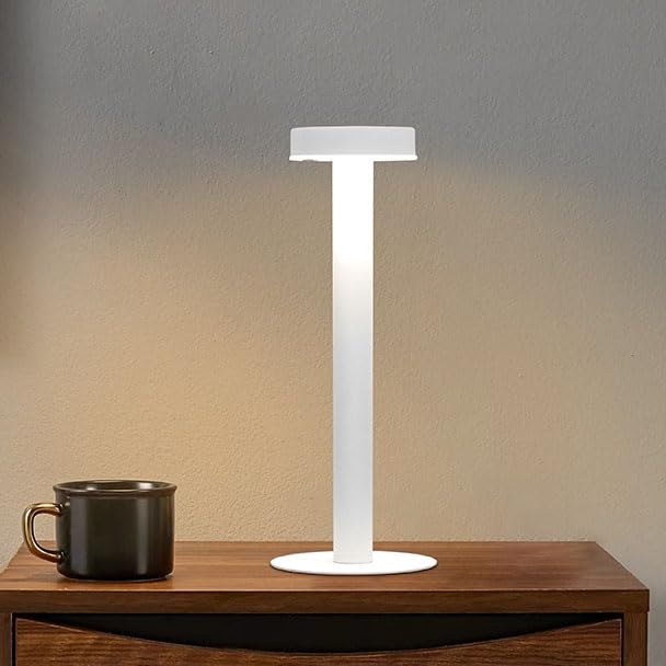 Lámpara de mesa LED recargable regulable sin cable, Lámpara de mesa recargable por USB 3 colores Temperatura Lámpara de cabecera Control táctil Lámpara de escritorio moderna para el dormitorio,Blanco