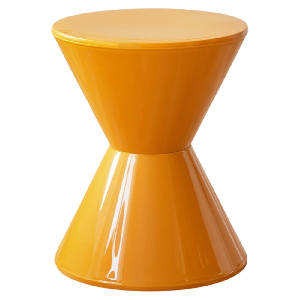SXZenSpace Bedroom Furniture Colorful Short Stool, Round Coffee Table, Premium Plastic Nightstand, Small Side Table for Living Room, Bedroom, or Cafe(Orange)