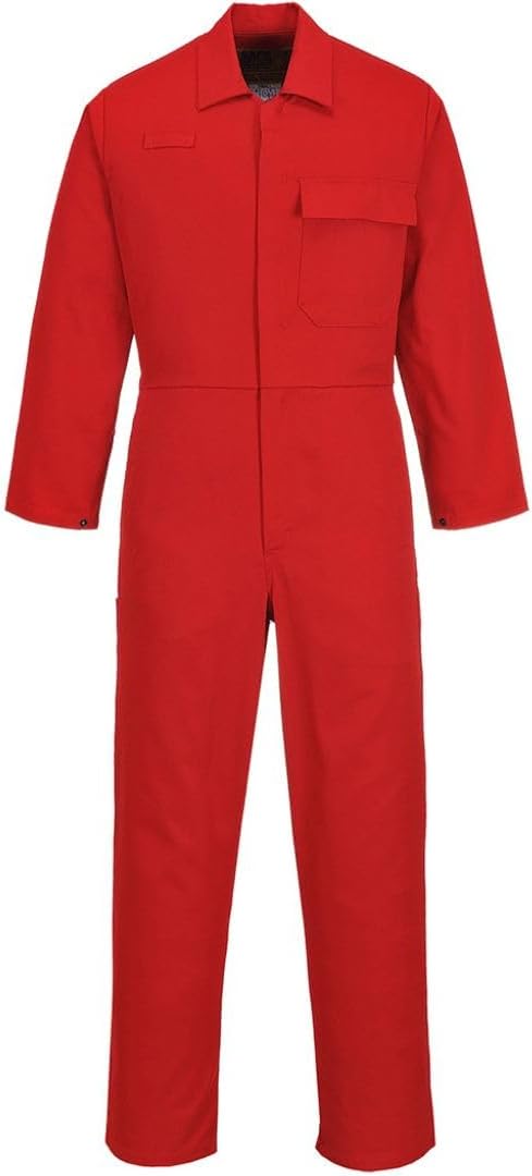 Indura Coverall, Workwear Cotton Flame Resistant Elastic, Lightweight, Color Red, Size 48-Large, IRR909, (Pack of 1