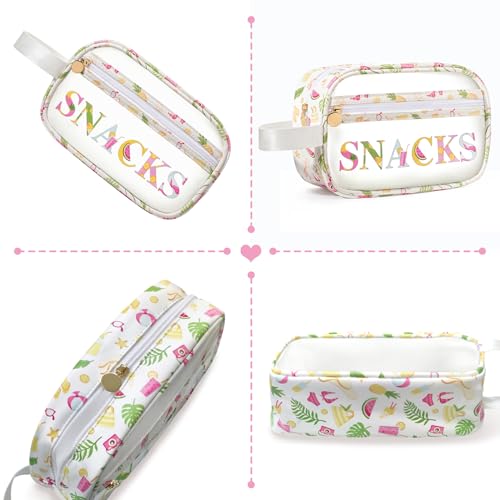 Image of COSHAYSOO Clear SNACKS Bags Travel Pouch for Women Girls Cute Summer Beach Vacation Pool Lake Day Must Have Essentials, Teens Camp Gym Sports Park Trip Accessories Gift Bag Stuffers