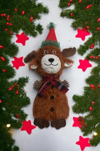 Dog Interactive Christmas Pet Plush Chew Toy Squeak Honking Santa Snowman Reindeer Penguin Turkey Dog Toys Soft Natural Corduroy Stuffed Dog Pet Xmas Toy Gift (Rudolph TPR Arms & Legs) - Image 3