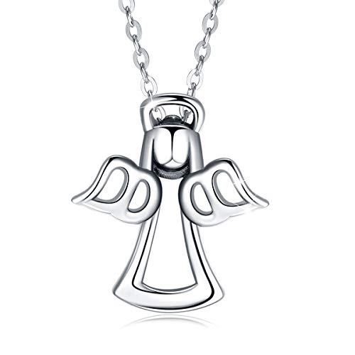 CELESTIA Amuleto Collares Ángel 925 Joyería de Plata Esterlina Ángel Dulce Guardain Colgante con Cadena, Regalos para Niñas Mujeres Niños