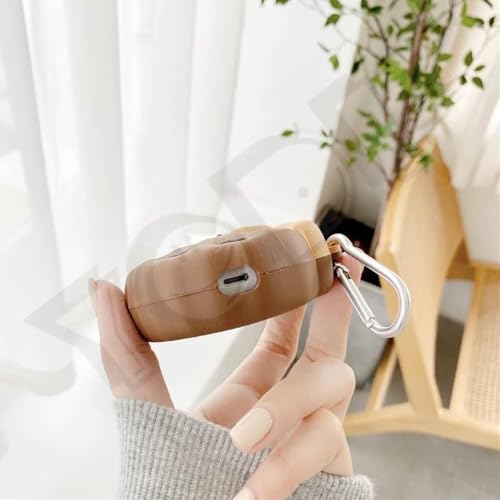 Image of Dezet Cute Soft Silicone Pouh Case for Airpods Pro GEN-2 (2022) � 3D Cartoon Animal Character Cover with Keychain Ring, Shockproof & Dustproof Protective Case for Kids & Girls (BISCUT Bear)