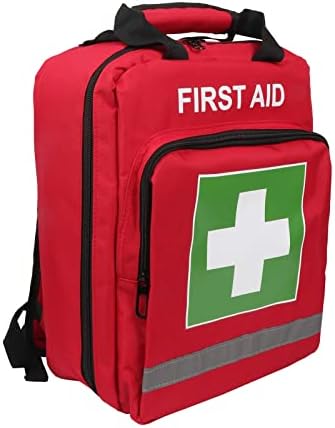 Jipemtra Red Emergency Bag First Aid Backpack Empty Medical First Aid Treatment First Responder Trauma Bags for Camping Cycling Outings Daycare
