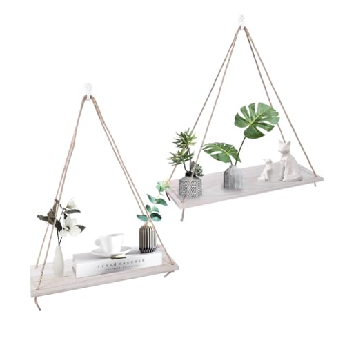 Tissting 2 Piezas Estante de Pared Flotante de Madera, Estante para Colgar en la Pared, Estantes...