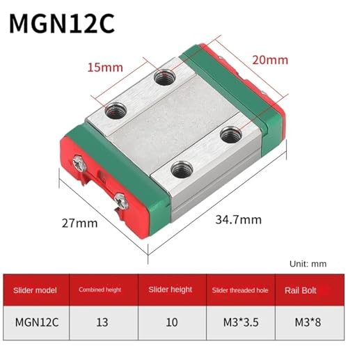 Patín MGN12C de alta precisión para sistemas 3