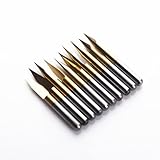 SHINA 10x Titanium Coated Carbide PCB Engraving CNC Bit Router Tool 30 Degree 0.2mm Tip (J3.3002Tix10)