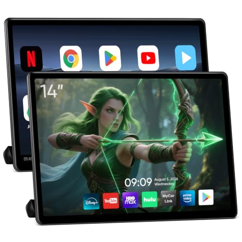 Image of 14" IPS Touchscreen Car Headrest Monitor, Android 13.0 Wireless Mirroring