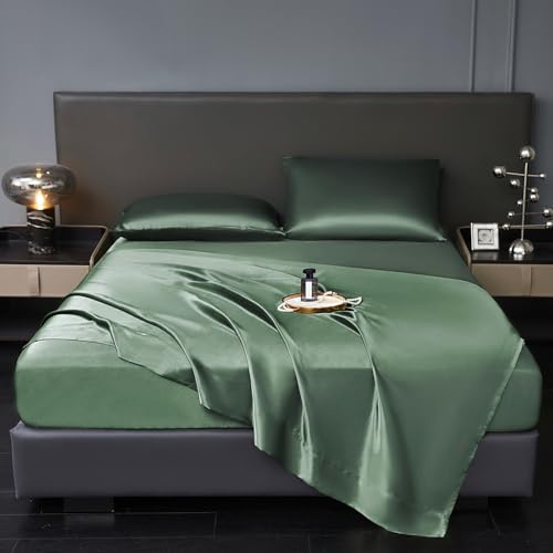 Revdomfly 4 Pcs Queen Size Luxury Silky Soft Emerald Green
