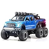 Toy Trucks for Boys Age 4-7 F150 Raptor Toy Truck for 3-5 Year Old Boys 1/24 Diecast Metal Model Pull Back Toy Car with Mini Motorcycle Pickup Truck and with Light and Sound
