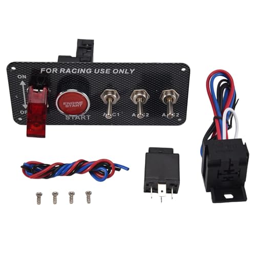 Commutateur d'allumage de voiture 12V avec bouton poussoir de démarrage et 3 interrupteurs à bascule