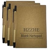 HZZHE Note Pads 4.3 x 5.6 Inch, 3 Pack Mini Blank Scratch Pads with Pen, 80 Sheets Per Memo Pad for Writing, White Pad for Home/Office/School, Tear off Notepad, Small Server Notebook