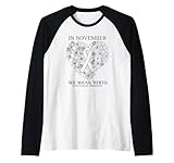 lung cancer awareness in november we wear white heart flower maglia con maniche raglan