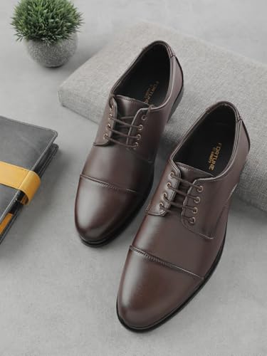 Image of Liberty Fortune HML-13E Men's Formal Oxford Shoes - Black, Brown - Synthetic Leather Lace-Up with Cushioned Footbed - Stylish Office Footwear - Comfortable and Lightweight
