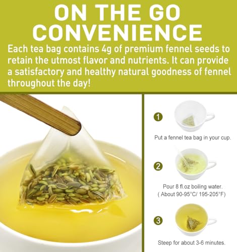 Image of Olvvla - Premium Fennel Tea Bags - 4g X 50 Count - 100% Pure Natural Whole Fennel Seeds - Sweet & Smooth - Non-GMO - Caffeine-free - Support Digestion & Promote Relaxation