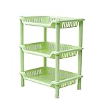YIUHART Plastic Small Storage Shelves Plastic Basket Square 3 Layers Desk Stand Rack Bathroom Shelves for Home Household Kitchen