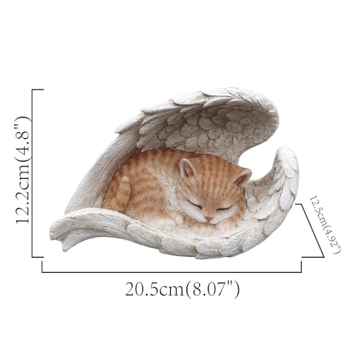 Figurita de gato ángel naranja vibrante de resina miniatura 5