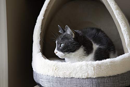 Image of Best Pet Supplies Cat Bed for Indoor Cat, Domed Tent House with Removable Pillow, Covered Cat Cave for Small Dog, Puppies and All Breeds of Cats - Gray, 17 x 15 x H:14 inch