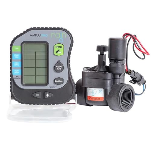 GNCGarden Programador de Riego Amico Pro 9V DC 1 Zona de Riego. Incluye Electroválvula 9V DC 150N 1' (32mm) Hembra. Fácil Programación-automatizacion eficiente