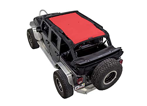 Spiderwebshade mesh Sun Shade top Compatible with Jeep Wrangler jku 4 Door 2007 Until 2018 All Trims Made in The USA for Vehicle Accessory in red