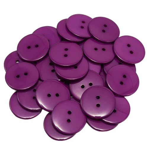 Lilaly 30 PCS 1 inch Buttons for Crafts, 2 Holes Resin Purple Buttons, for Sewing Children Sweater DIY Crafts Scrapbooking (Purple)