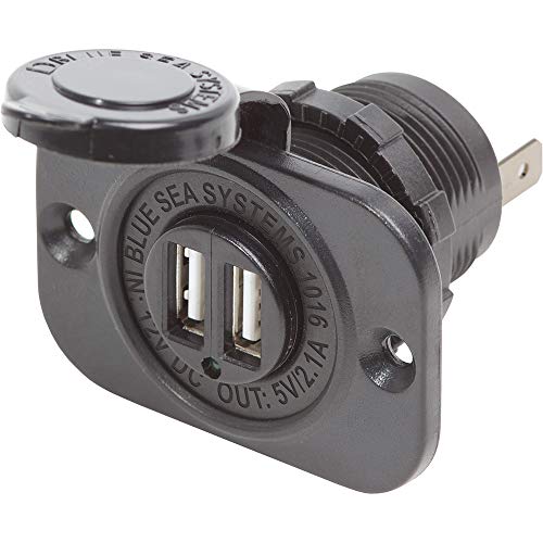 Blue Sea Systems 1016 Dual USB Charger Socket 12/24v 2.1a Black