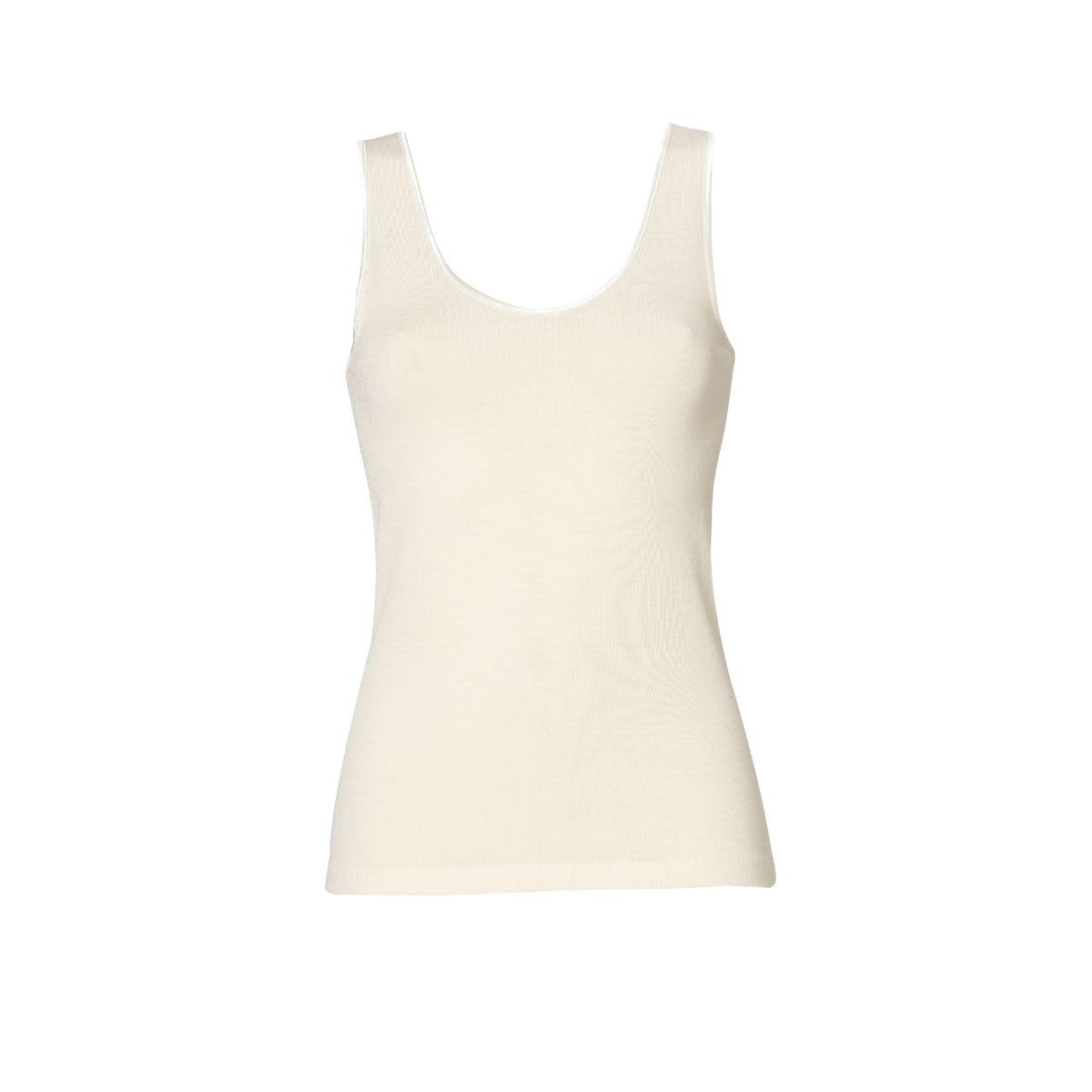 2 Pezzi Canotta Donna Made in Italy in Lana e Seta – Spalla Larga, Senza Cuciture, con Bordo in Raso