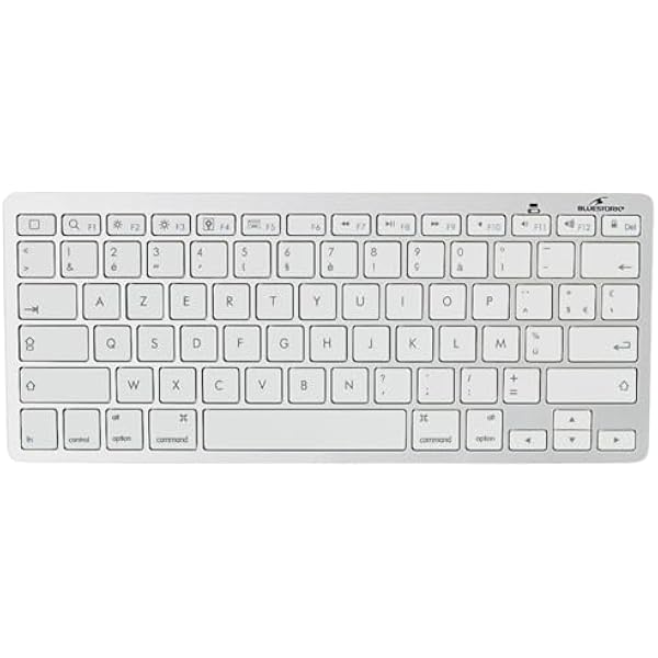 Bluestork Bezprzewodowa Klawiatura Bluetooth do MacBooka Pro, MacBooka Air, iPada, iPhone'a - Mini francuska klawiatura Mac AZERTY, kompaktowa, ultra cienka, lekka, cicha - NOWA 2022 (biała)