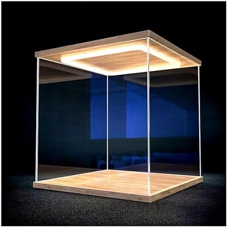 LED Lighted Acrylic Display Case, Easy Assemble & Disassemble Dust Cover Storage Box with Door for Collectibles, Toys, Figures - 60x30x30cm (24x12x12in)