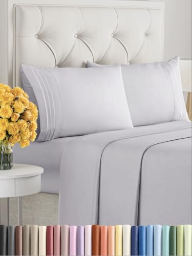 Image of Full Size 4 Piece Sheet Set - Ultra Soft & Cooling Bed Sheets - Light Lilac | Fits 8 Inch to 16 inch Mattress, Wrinkle Free & Fade Resistant with Deep Pockets, Breathable, Comfy Hotel Luxury Bedding