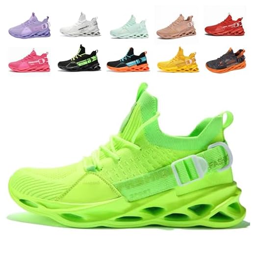 SSERHEHK Sportschuhe Laufschuhe Atmungsaktiv Leichte Turnschuhe Gym Fitness Sneaker für Herren Damen G133 Green 38