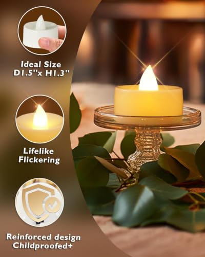 Velas LED de té sin llama Homemory de larga duración decorativas con pilas pack de 24 3
