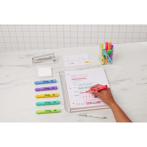 Image of Sharpie Tank Highlighters, Assorted Colors, Chisel Tip, Back to School Essentials, Teacher & Office Supplies, Smear-Resistant, 12-Pack