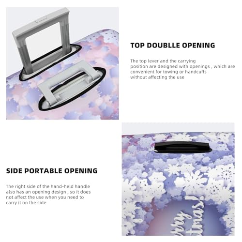 Round Snow Merry Christmas Winter Snowflakes Luggage Cover Washable Elasticated Luggage Covers for Suitcase TSA Approved Stylish Scratch Resistant Luggage Case Protector4