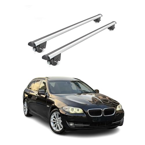 OMAC Dachträger Grundtäger kompatibel mit BMW 5er F11 Touring 2010-2020 ABE Aluminium 100kg Silber 2tlg Geschlossene Reling für Fahrradträger, Dachboxen, Skiträger Schwerlast-Abschließbar OMAC Dachträger Grundtäger kompatibel mit BMW 5er F11 Touring 2010-2020 ABE Aluminium 100kg Silber 2tlg Geschlossene Reling für Fahrradträger, Dachboxen, Skiträger Schwerlast-Abschließbar