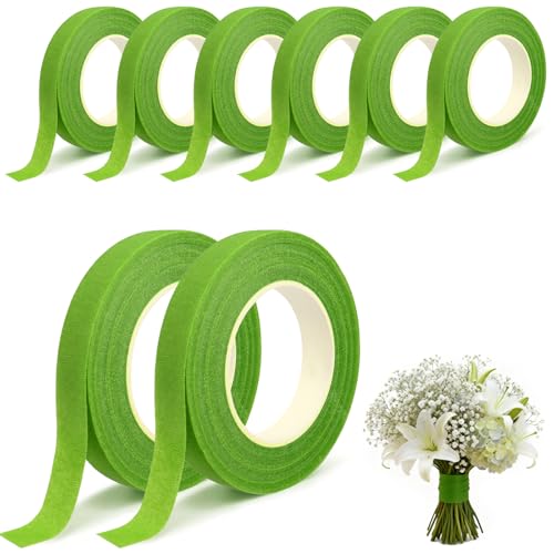 8Pcs Floral Tape Green Florist Tape for Easter Craft Bouquet Stem Wrapping