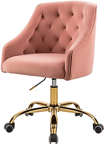 Sepnine Large Velvet Fabric Swivel Task Chair For Home Office Ergonomic Comfortable Chair - Girls Lovely With Gold Frame For Girls M-6030 #TOP6