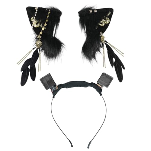 Diadema de criada con orejas de lobo anticaída para tocado mujer 4