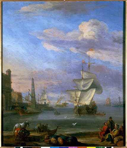 Tableau hollandais de port par Abraham Storck - Impression sur toile marine 60x90cm