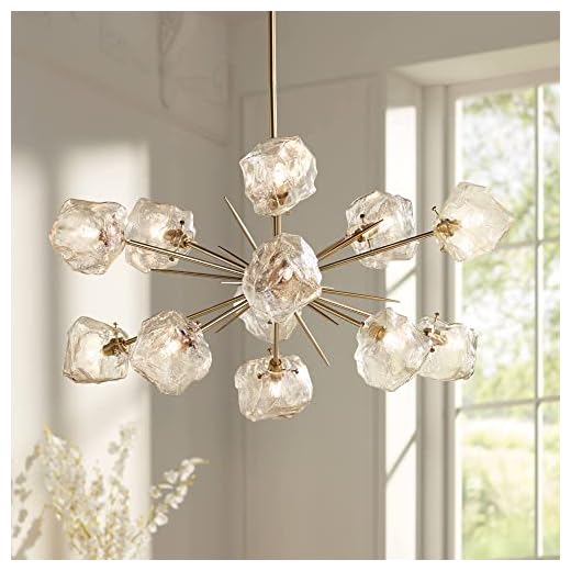 Stiffel Melvan 36 1/2" Wide Golden Bronze Ice Glass 12-Light Pendant