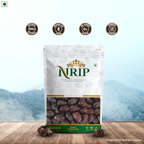 Image of NRIP Premium International Omani Dates 200g | Khajur, Khajoor | Dry Fruits | Healthy Snacks | Dry Dates | No Preservatives