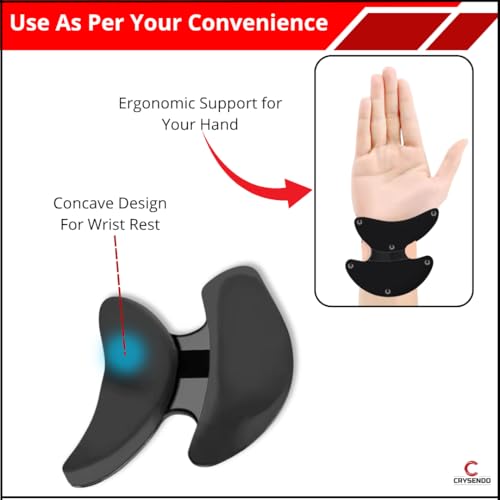 Image of Crysendo Ergonomic Mouse Wrist Rest Support | Gliding Palm Rest Pad with Double Support for Wrist Pain Relief & Pressure Release | Mouse Pad for Office, Gaming, Coding, Work Desk (Black)