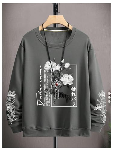 SOLY HUX Sweatshirts for Men Floral Letter Graphic Crew Neck Long Sleeve Pullover Fall Tops3