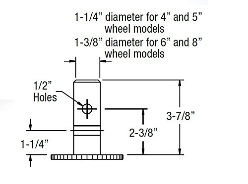 Albion 14MR08201SSSC 8" Diameter Rubber on Iron Core Wheel Scaffolding Swivel Stem Caster with Total Lock Brake, Roller Bearing, 3-7/8" Stem Length, 600 lb. Capacity