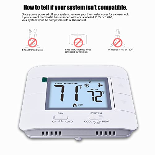 New 2023! Aowel Aw711-W Non-Programmable Thermostat For Home, Up To 2 Heat/ 2 Cool, With Room Temperature & Humidity Monitor, Diy Install, C-Wire Not Required #TOP4