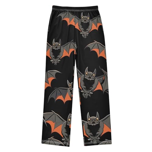 ZZXXB Halloween Bat Print Boys Long Pants Soft Trousers Elastic Waist Kids Lounge Bottoms with Pockets S-XL