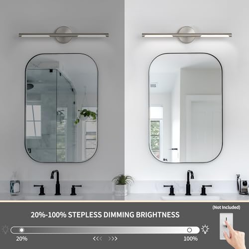 Image of Luafac 360Rotatable Bathroom Light Fixtures- 24 Inch,18W Dimmable Led Vanity Lights Over Mirror,4000K Morden Picture Lights for Wall, Nickel Bathroom Sconces(Horizontal & Vertical)